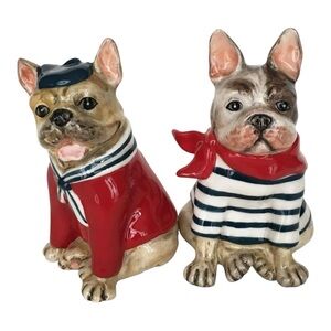 2020 BLUE SKY French Bulldog Ceramic Salt & Pepper Shaker Set